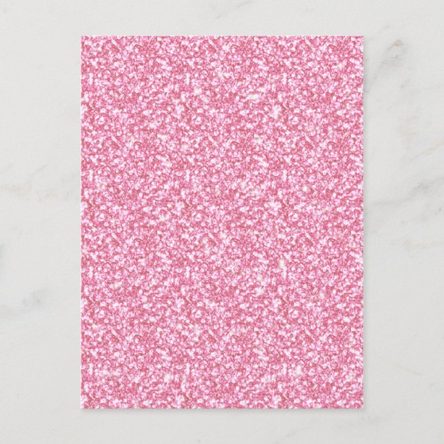 Girly Pink Glitter Printed Postcard (Front)