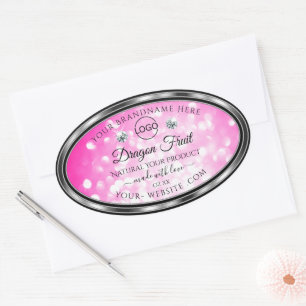 Girly Pink Glitter Product Label Diamonds Add Logo
