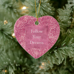 Girly Pink Glitter Sparkle Glitz     Ceramic Tree Decoration