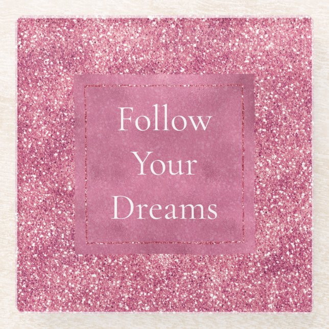 Girly Pink Glitter Sparkle Glitz       Glass Coaster (Front)