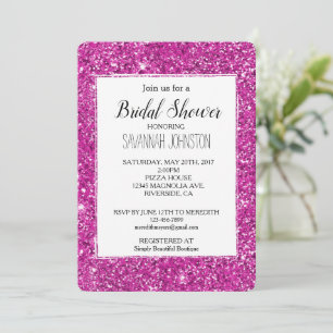 Girly Pink Glitter Sparkle             Invitation