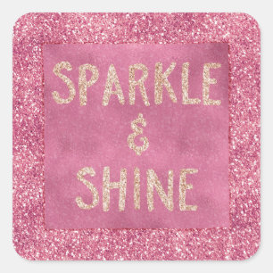 Girly Pink Glitter Sparkle   Square Sticker