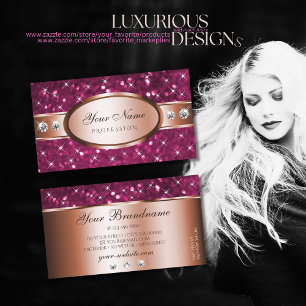 Girly Pink Glitter Sparkle Stars Jewels Rose Gold Business Card