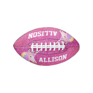 Girly Pink Glitter Unicorn Kids Personalised Football