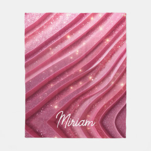 Girly Pink Glittery Luxury Fleece Blanket