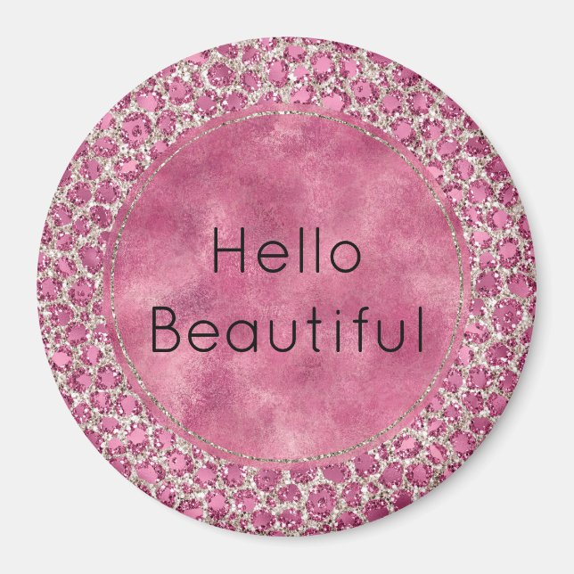 Girly Pink Glitzy Glam Glitter Leopard Print     Magnet (Front)