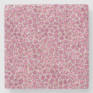 Girly Pink Glitzy Glam Glitter Leopard Print      Stone Coaster