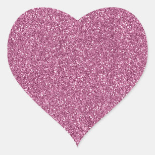 Girly Pink Glitzy Glam Sparkle Glitter Heart Sticker