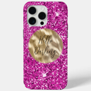 Girly Pink Glitzy Glitter iPhone 15 Pro Max Case