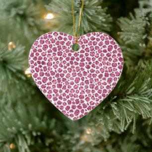Girly Pink Glitzy Leopard Print Ceramic Tree Decoration