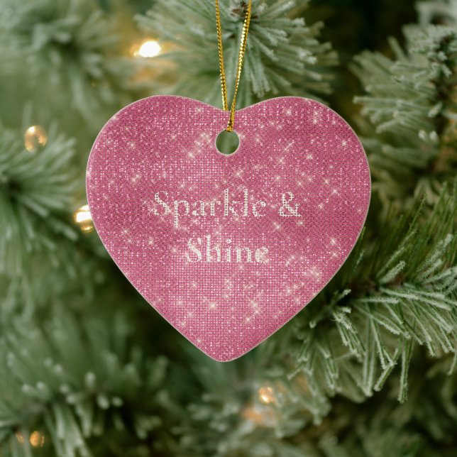 Girly Pink Glitzy Sparkle  Ceramic Tree Decoration (Tree)