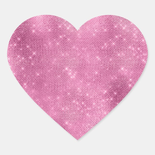 Girly Pink Glitzy Sparkle Heart Sticker (Front)
