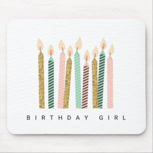 Girly Pink Gold Birthday Happy Birthday PrettyGirl Mouse Pad