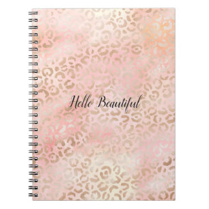 Girly Pink Gold Blush Leopard Print Notebook