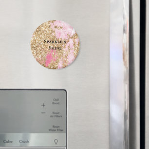 Girly Pink Gold Glitter Birthday Magnet