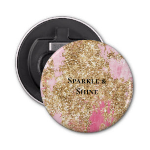 Girly Pink Gold Glitter Bottle Opener