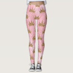 Girly Pink Gold Glitter Crowns Sparkly  Leggings<br><div class="desc">Girly Pink Gold Glitter Crowns Sparkly Leggings</div>