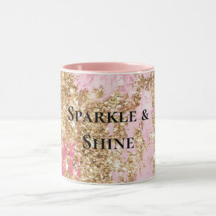 Girly Pink Gold Glitter Mug