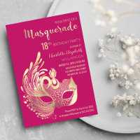 Girly Pink Gold Masquerade 18th Birthday Party