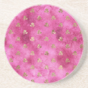 Girly Pink Gold Roses Coaster