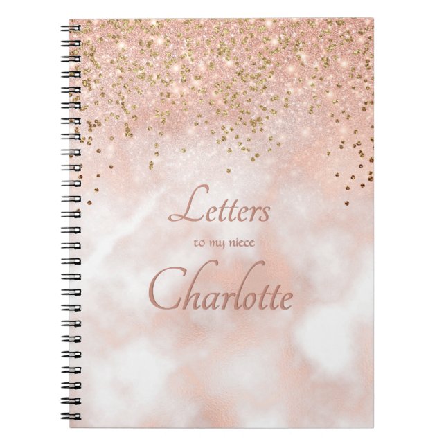 Girly Pink Gold Sparkle Aunt Letters To My Niece Notebook (Front)