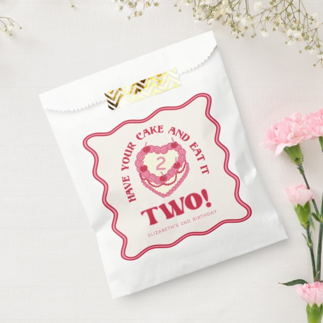 Girly Pink Have Your Cake and Eat It Two Birthday Favour Bags (Sealed)