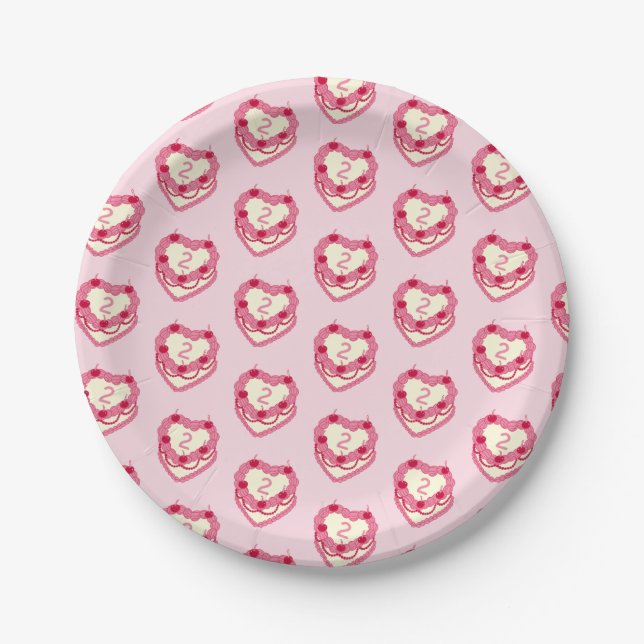 Girly Pink Have Your Cake and Eat It Two Birthday Paper Plate (Front)