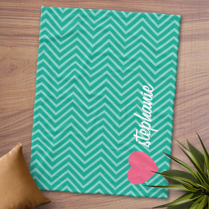 Girly Pink Heart and Trendy Chevrons Script Name Fleece Blanket