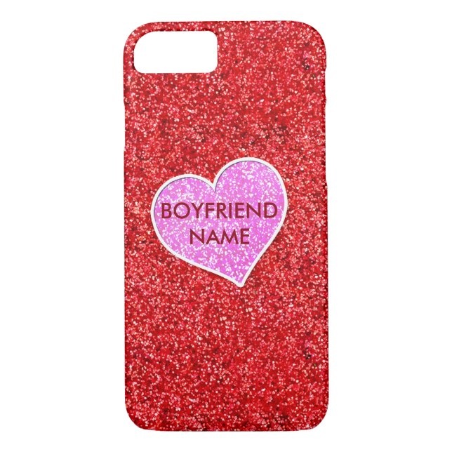 GIRLY PINK HEART RED GLITTER Case-Mate iPhone CASE (Back)