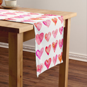 Girly Pink Hearts Custom 14" X 72" Table Runner