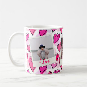 Girly Pink Hearts Cute Romantic Valentine Photo Coffee Mug