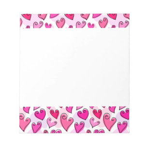 Girly Pink Hearts Cute Romantic Valentines Day  Notepad