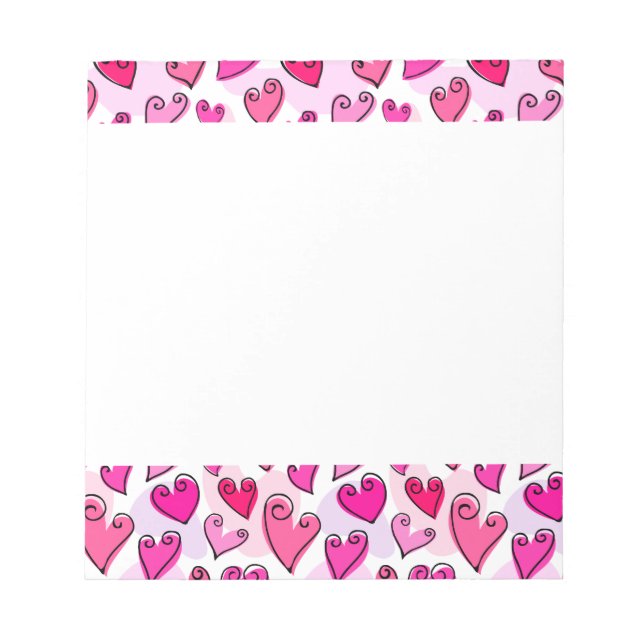Girly Pink Hearts Cute Romantic Valentines Day  Notepad (Front)