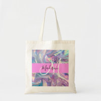 Girly Pink Holographic Iridescent Monogram Name