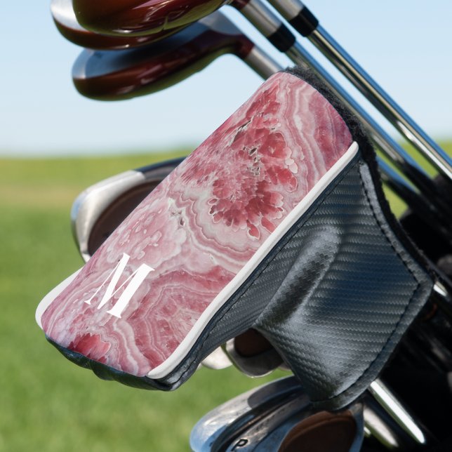 Girly Pink Initial Monogram Golf Head Cover (Stylish Elegant Girly Pink Initial Monogram Golf Head Cover)