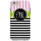 GIRLY PINK LIME GREEN BLACK STRIPES iPHONE 4 CASE