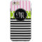 GIRLY PINK LIME GREEN BLACK STRIPES iPHONE 4 CASE