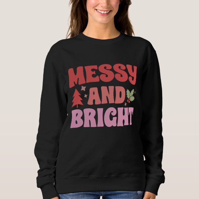 Girly Pink Messy And Bright Women Christmas  Sweatshirt (Front)