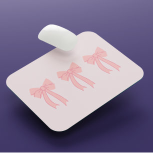 Girly Pink Minimalist Bow Coquette Mouse Pad