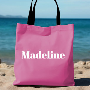 Girly Pink Minimalist Personalised Tote Bag