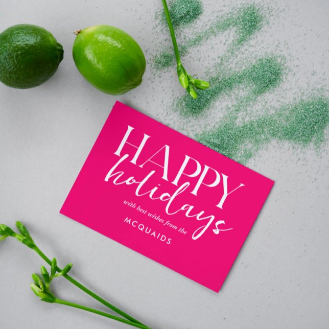 Girly Pink Modern Geometric Christmas Holiday Card (Creator Uploaded)