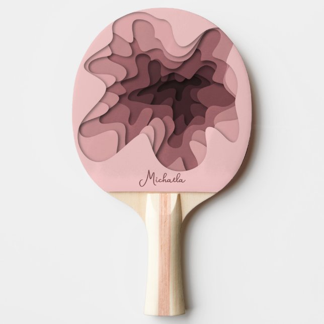 Girly Pink Modern Personalised Ping Pong Paddle (Front)