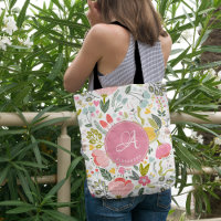 Girly pink monogrammed floral