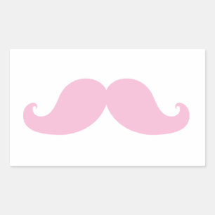 Girly Pink Moustache Rectangular Sticker