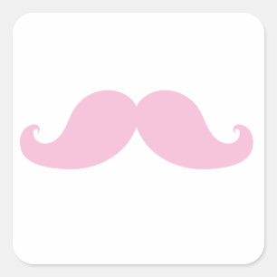 Girly Pink Moustache Square Sticker