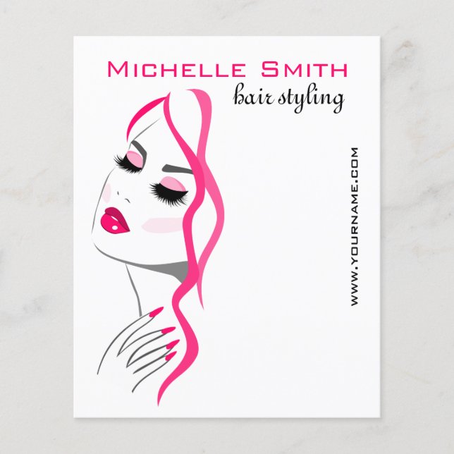 Girly Pink Nail Salon Hair Stylist Makeup Artist Flyer (Front)