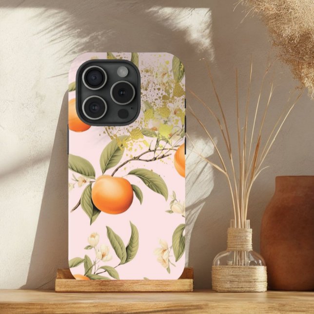Girly Pink, Orange and Gold Apricot Fruit Trellis  Case-Mate iPhone Case (Creator Uploaded)