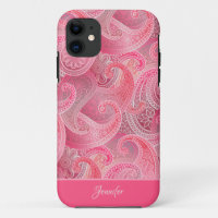 Girly Pink Paisley Pattern with Name