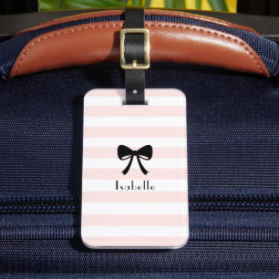 Girly Pink Parisian Theme Personalised Luggage Tag