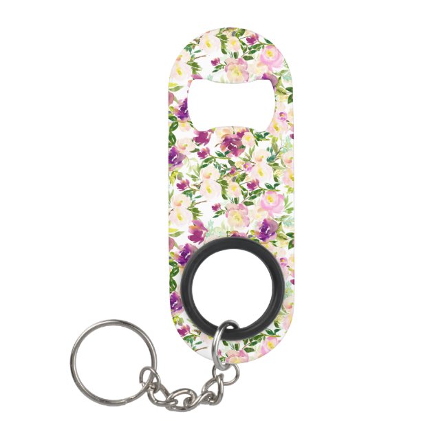 Girly Pink Peach Purple Burgundy Watercolor Floral (Front)